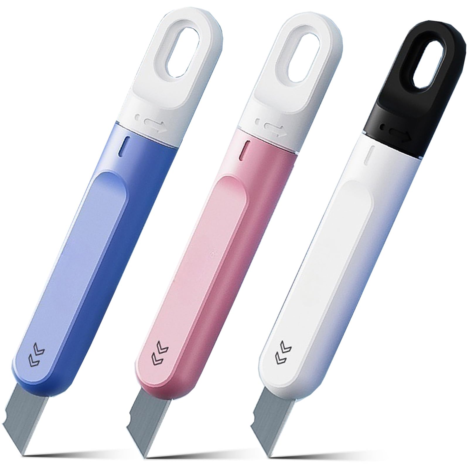 3-Pack Pink Mini Box Cutters - Retractable Utility Knife with Rotating Blade for Women | Home, Office, Travel & DIY Package Opener | Perfect for Unboxing, Crafting & Everyday Use