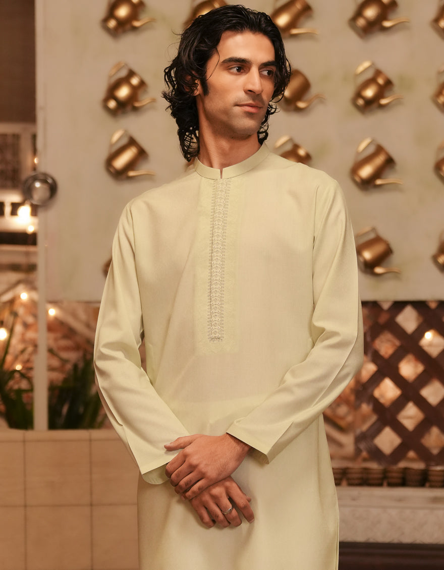 Stylish Blended Green Kurta by J. Junaid Jamshed - Perfect for Casual Wear, Festivals & Special Occasions