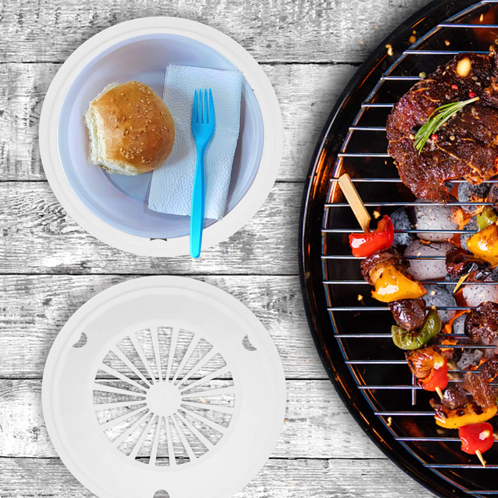 DOITOOL 10-Pack Reusable Plastic BBQ Paper Plate Holders - Durable Dinner Plates & Baking Trays for Outdoor Picnics, Parties, Camping & Barbecues