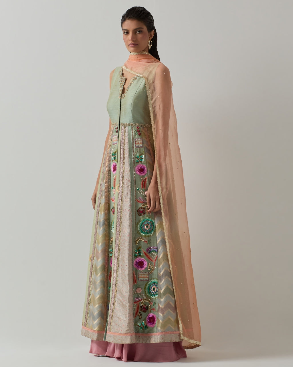 Stylish Aqua Blue Anarkali Jacket Set for Women - Elegant Ethnic Outfit for Parties, Weddings & Festive Occasions