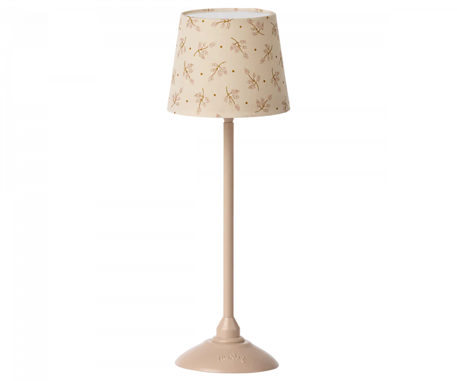 Miniature Floor Lamp for Dollhouse - Powder Pink Maileg Style | Perfect for Kids' Playroom, Nursery Decor & Collectible Display