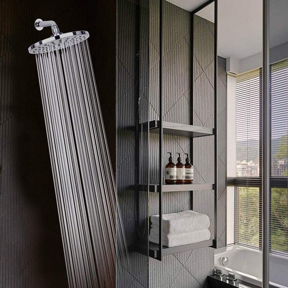 8 Inch Stainless Steel Rainfall Shower Head with Round Top Sprinkler - Bathroom Spray Shower Accessory for Luxurious Spa-Like Experience (Square Design, 20cm) - Perfect for Modern Bathrooms and Relaxing Showers