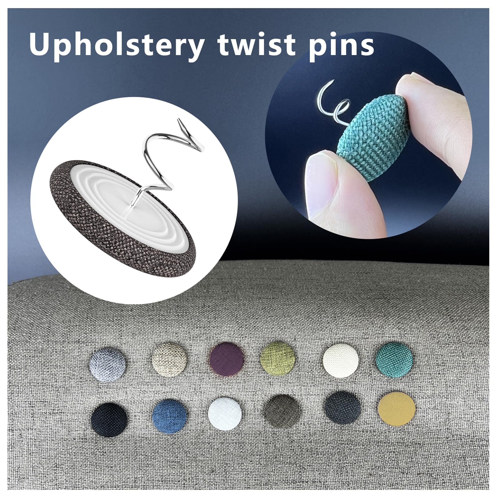 Twist Pins for Slipcovers - 12pk Yellow Upholstery Pins | Secure Bed Skirts & Furniture Covers