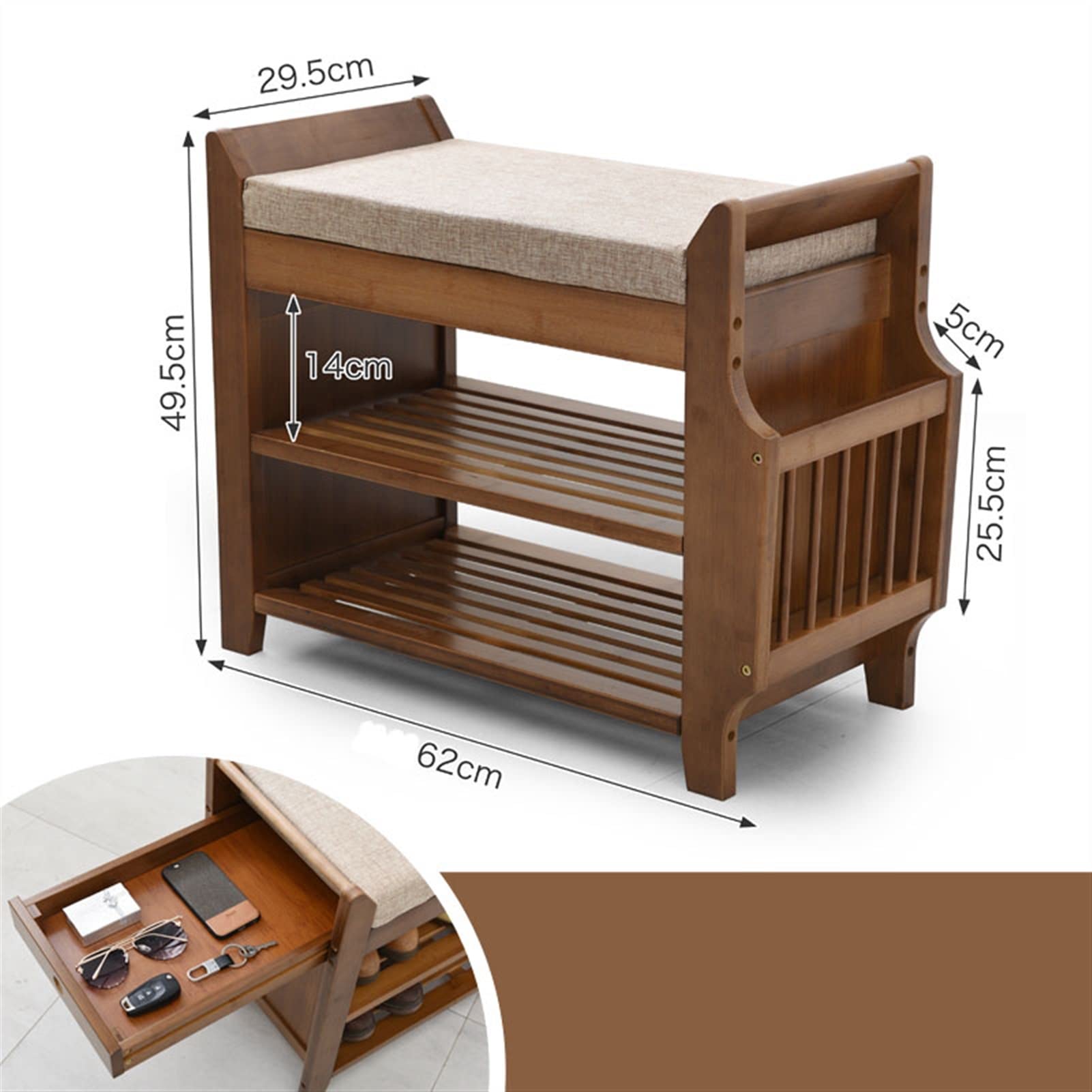 Multi-Functional Shoe Storage Bench with Hidden Compartment & Detachable Cushion - Entryway Organizer for Hallway, Bathroom, Living Room, Corridor & Garden - Perfect for Small Space Organization & Home Decor