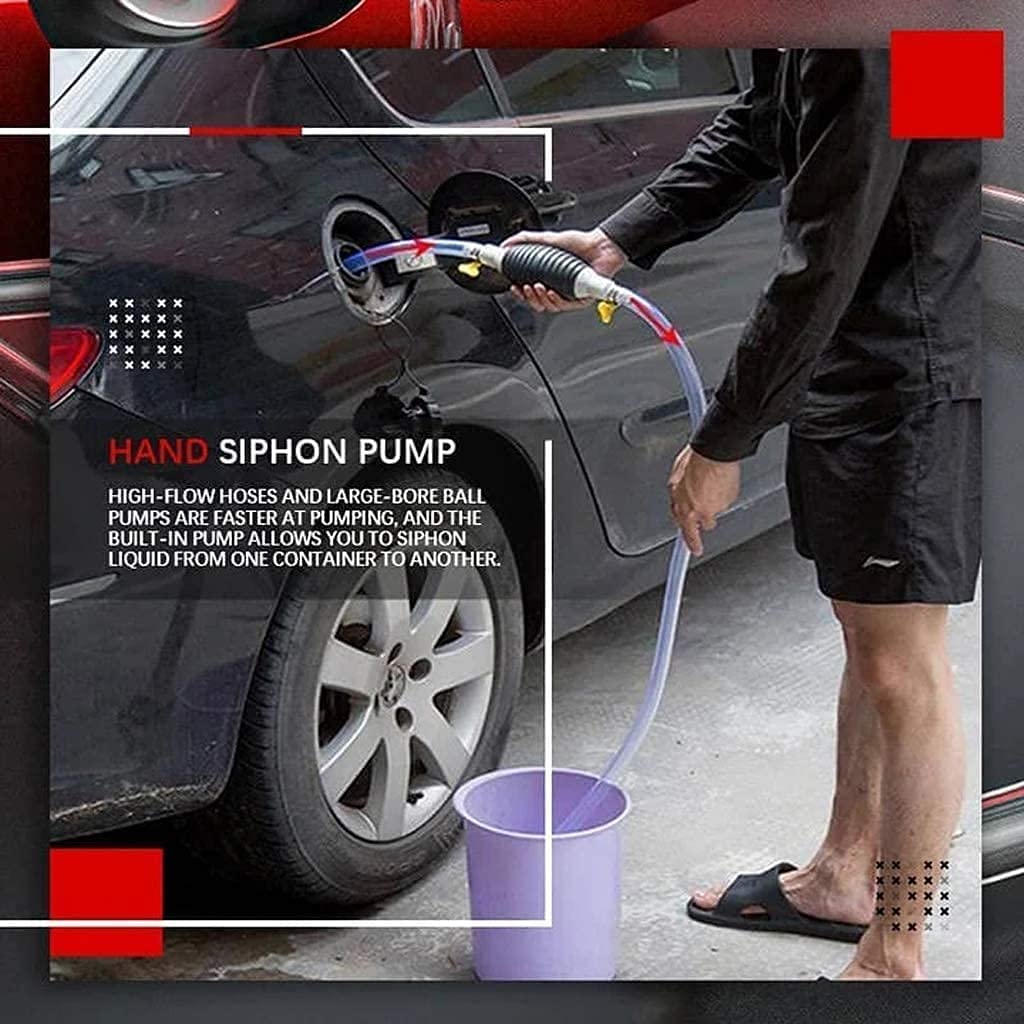 Sunshine Enterprise High Flow Manual Oil Transfer Pump Kit - Portable Fuel Siphon Pump for Gas, Diesel, Water & Fish Tank - 2M Hose Included - Ideal for Cars, Boats, Emergency Fuel Transfer & Aquarium Maintenance