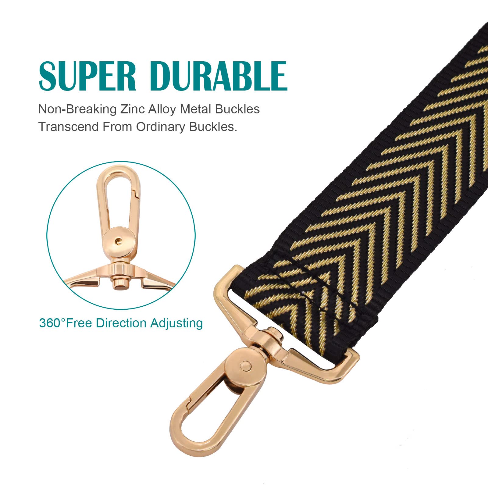 Crossbody Bag Strap Replacement - Durable Metal Swivel Hook Shoulder Strap for Purses, Luggage & Guitar Cases | Perfect for Travel, Daily Use & Instrument Protection