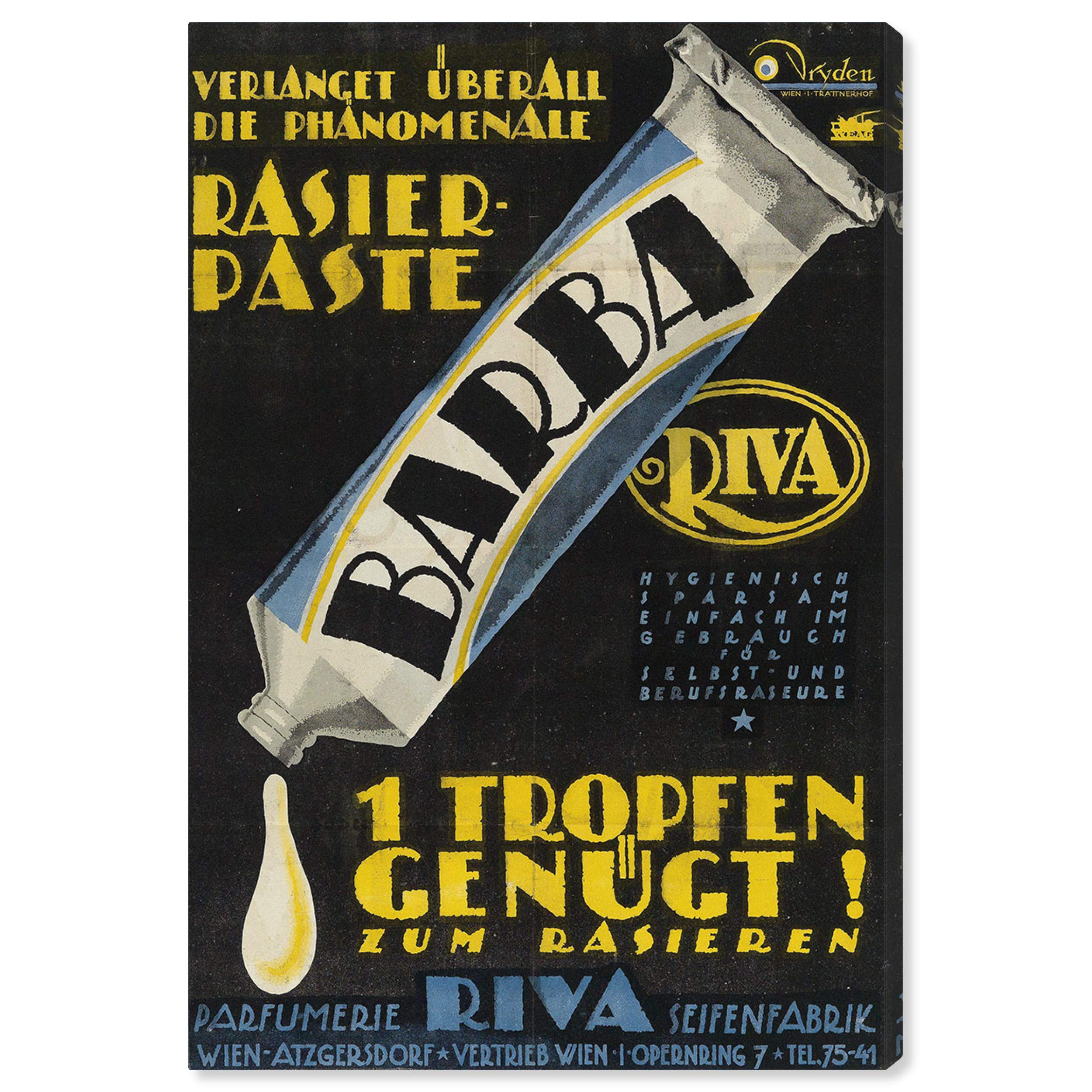 Oliver Gal Artist Co. 'Barba Pastier' Advertising Wall Art Canvas Print - 30x45 Inch Yellow & Black Vintage Poster - Home Office Bar Restaurant Decor - Perfect for Living Room, Bedroom or Man Cave Wall Decor
