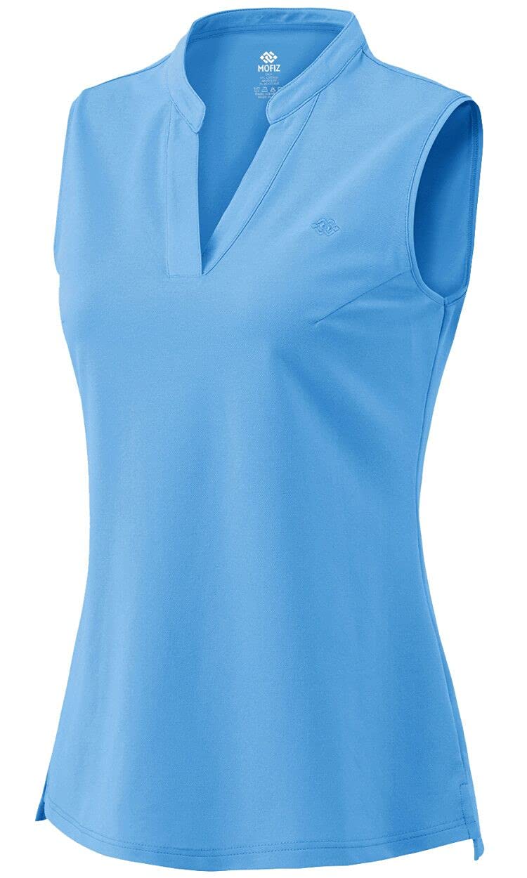 JINSHI Women's Sleeveless Golf Shirt - V Neck Athletic Polo Top for Sports & Workout - Breathable Moisture Wicking Performance Shirt for Golf, Tennis, Gym & Outdoor Activities
