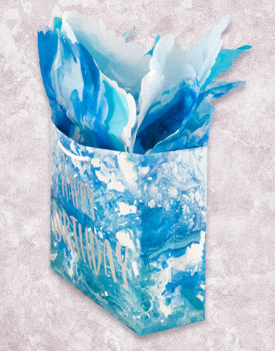 Premium Blue Marble Print Gift Bags for Birthdays, Weddings & Parties - Elegant Studio Quality Gift Packaging for All Occasions