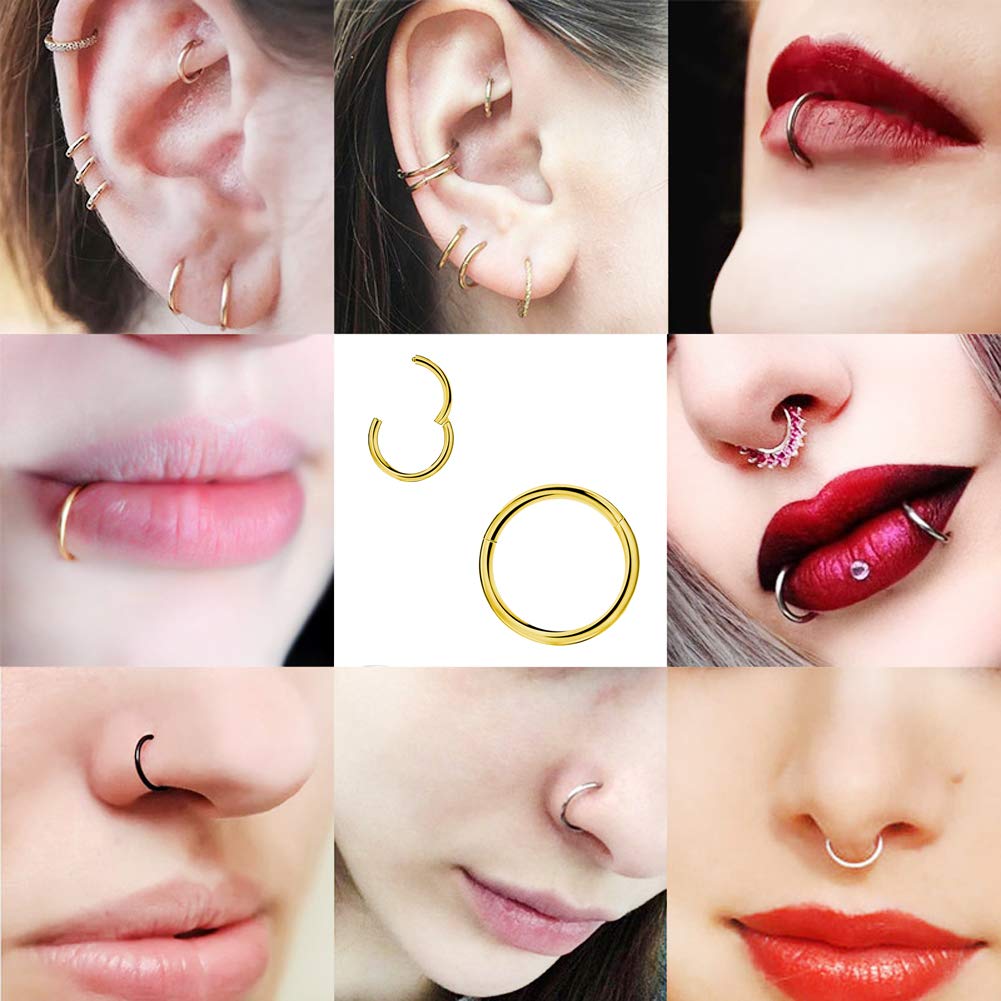 OreilleStar Hypoallergenic Surgical Steel & Titanium Nose Rings - Septum Hoops for Women in Gold, Silver & Black | Cute Stainless Steel Nose Jewelry for Everyday Wear & Special Occasions