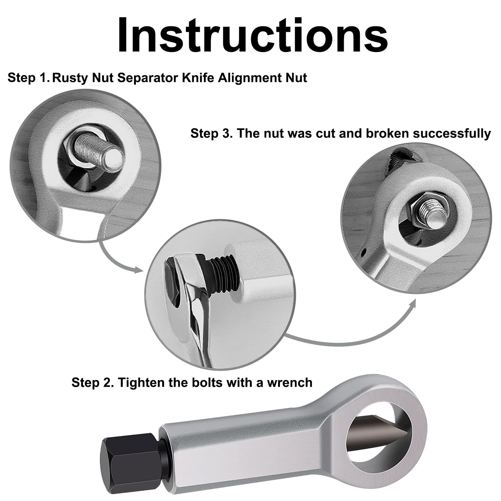 Heavy Duty Nut Splitter Cracker Tool - Rustproof Metal Nut Separator & Extractor for Broken/Damaged Nuts - Manual Pressure Nut Remover for Automotive, Plumbing & DIY Repairs