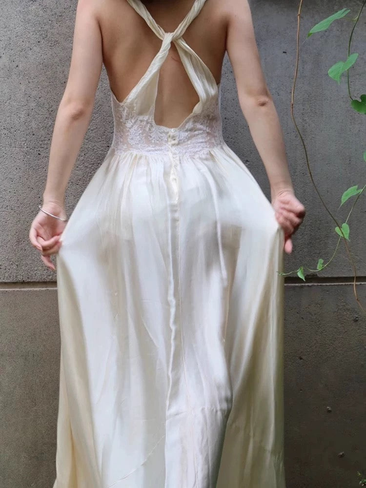 Elegant A-Line Satin Beige Prom Dress with Lace Details - Formal Evening Gown for Homecoming, Wedding Guest & Special Occasions - Style J6493