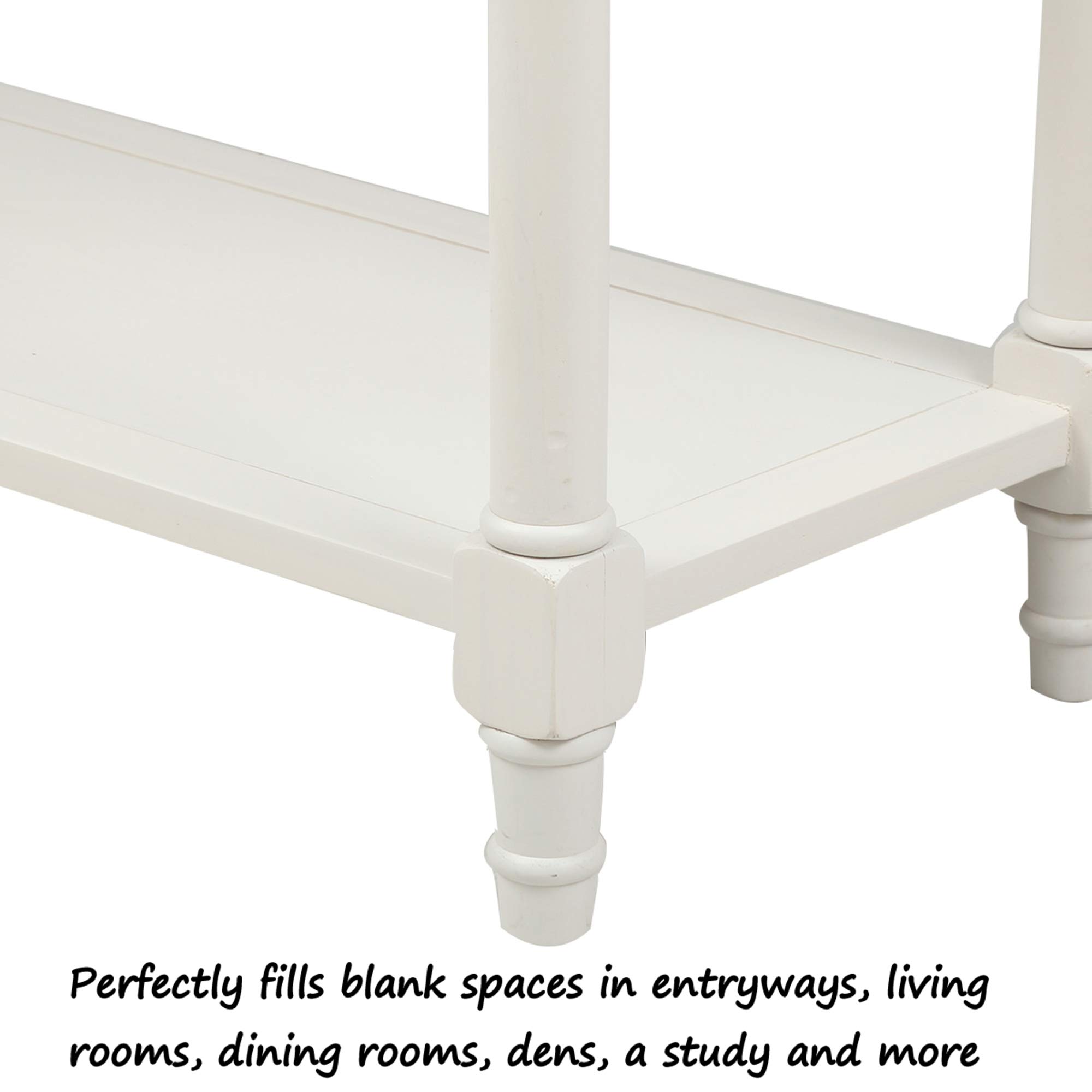 P PURLOVE Wooden Sofa Table with 2 Storage Drawers - Entryway Console Table for Living Room, Hallway & Bedroom - Ivory White Finish - Sturdy Side Table with Bottom Shelf for Home Decor