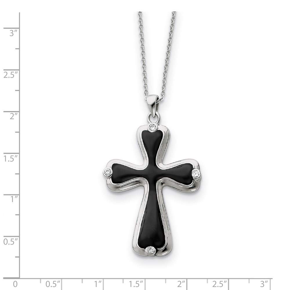 925 Sterling Silver Cubic Zirconia Enameled My Refuge Necklace - 18