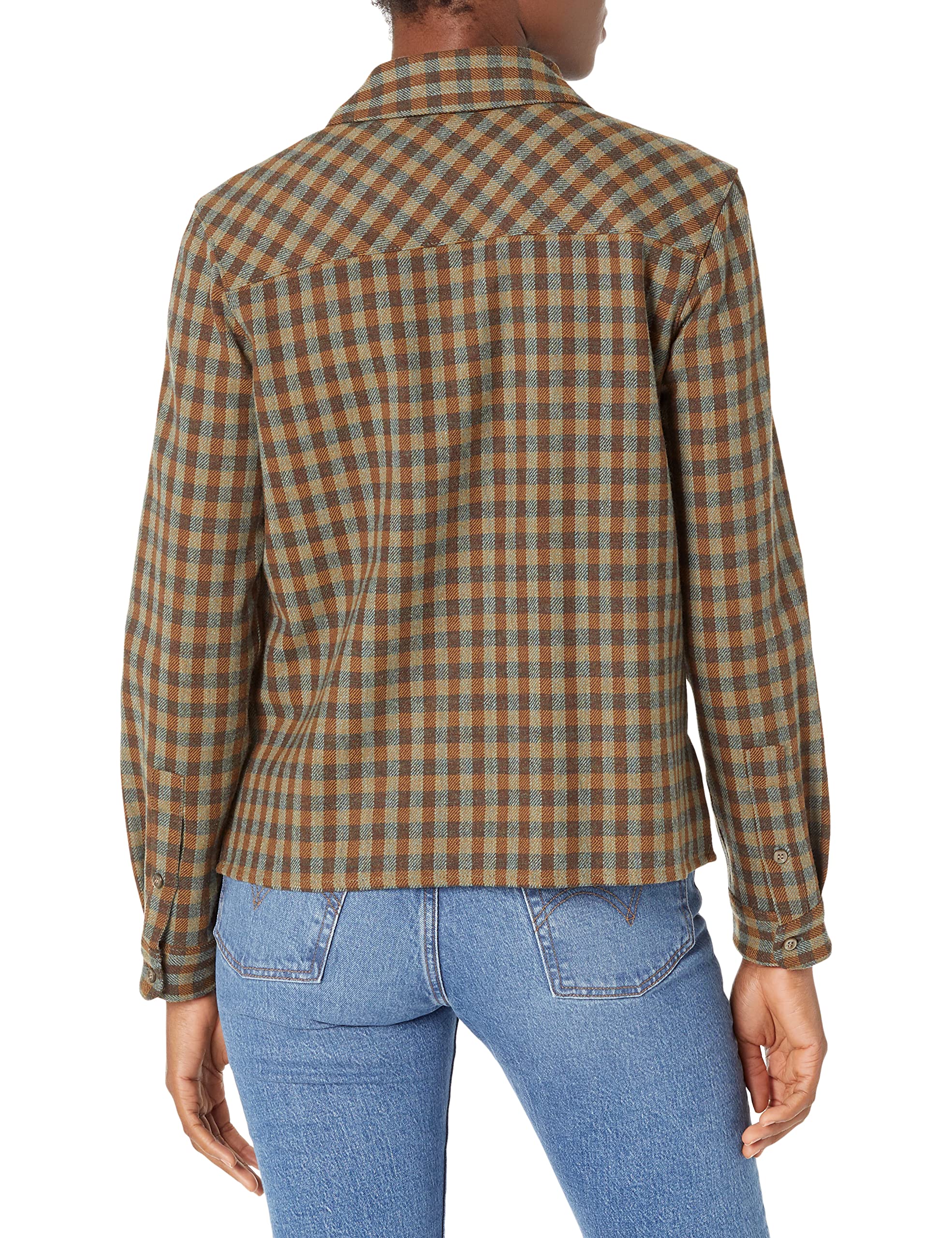 PENDLETON Women's Cropped Wool Shirt Jacket - Soft Flannel Plaid Button Up Top for Fall & Winter - Perfect for Outdoor Adventures, Casual Wear & Layering