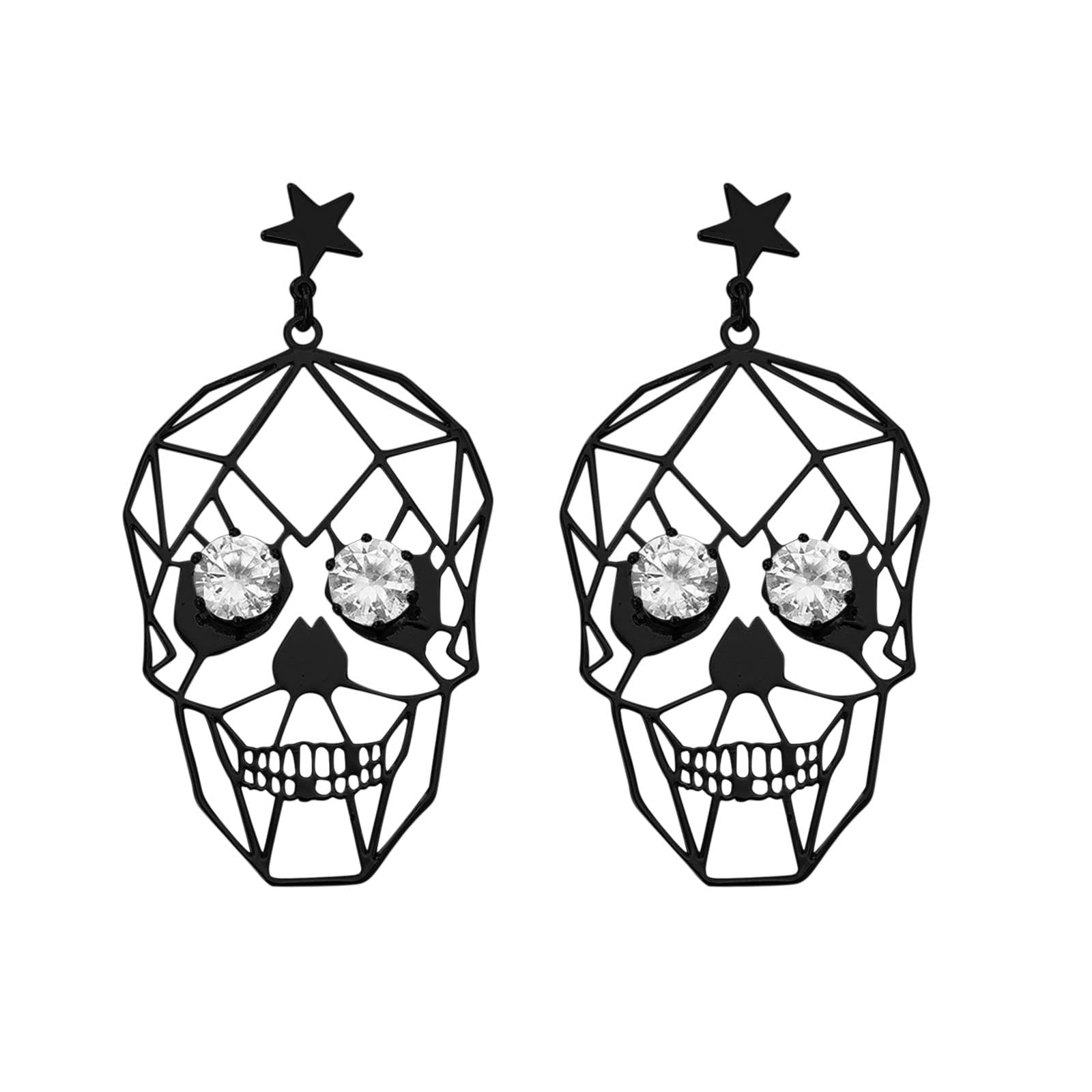 Funny Rhinestone Skeleton Earrings for Women - Thin Dangle Wedding Jewelry Set | Perfect for Halloween, Cosplay & Gothic Fashion Accessories