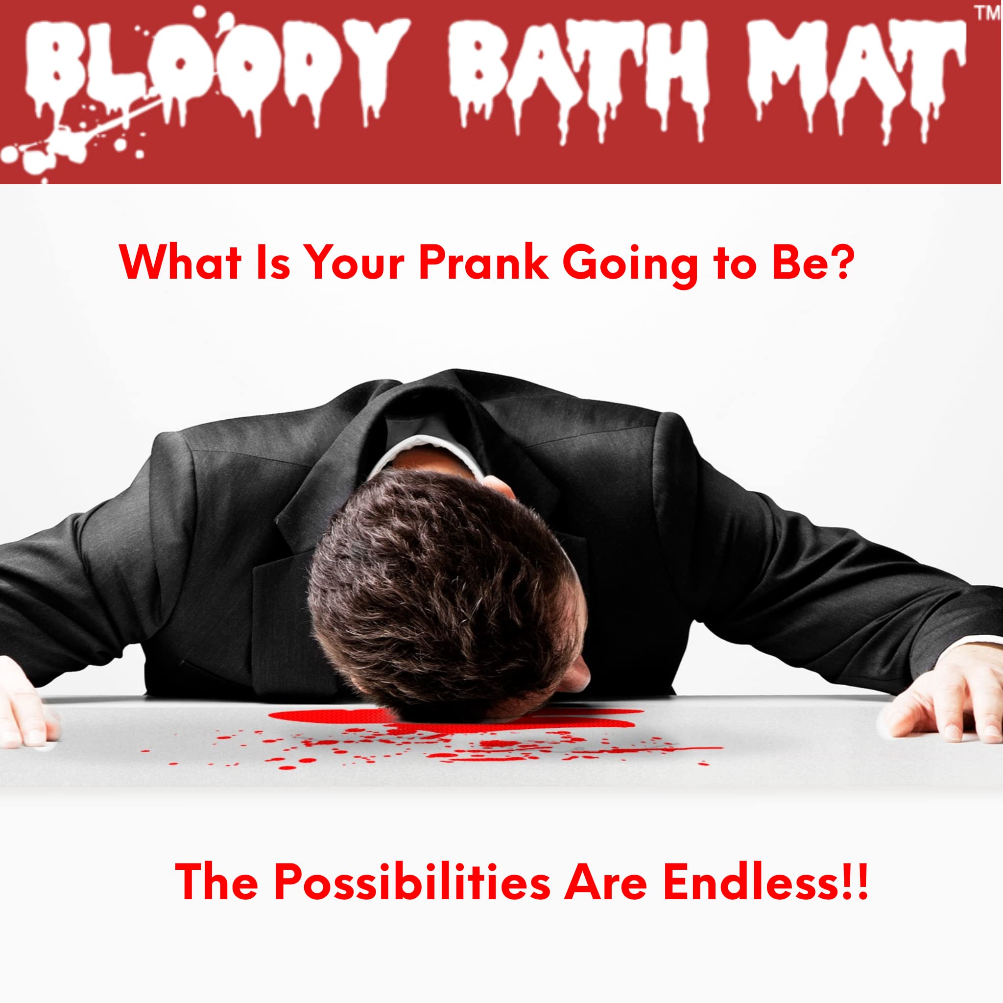 Bloody Mat - Red Wet Vinyl Floor Mat for Bathroom & Kitchen, Non-Absorbent 13x22 Inches - Magic Disappearing Footprints for Home Safety & Fun (Great for Halloween, Prank Gifts & Wet Areas)