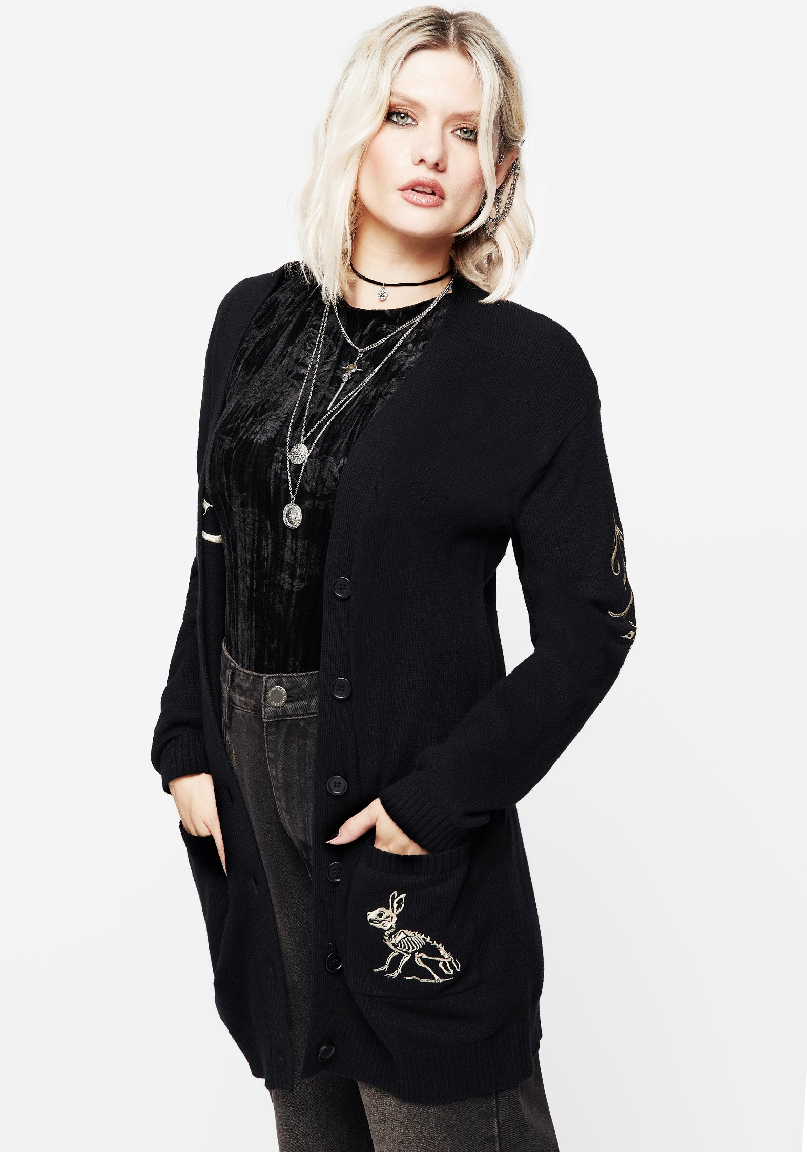 Hester Embroidered Knit Longline Cardigan for Women - Boho Chic Open Front Sweater - Perfect for Fall Layering, Coffee Dates & Casual Outfits
