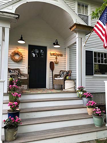 Steel Lighting Co. Westchester 12-inch Outdoor Barn Light - Dusk to Dawn Sensor, Wall Mounted Gooseneck Fixture with Red Exterior & White Interior | Made in USA | Perfect for Farmhouse, Warehouse & Industrial Style Exteriors