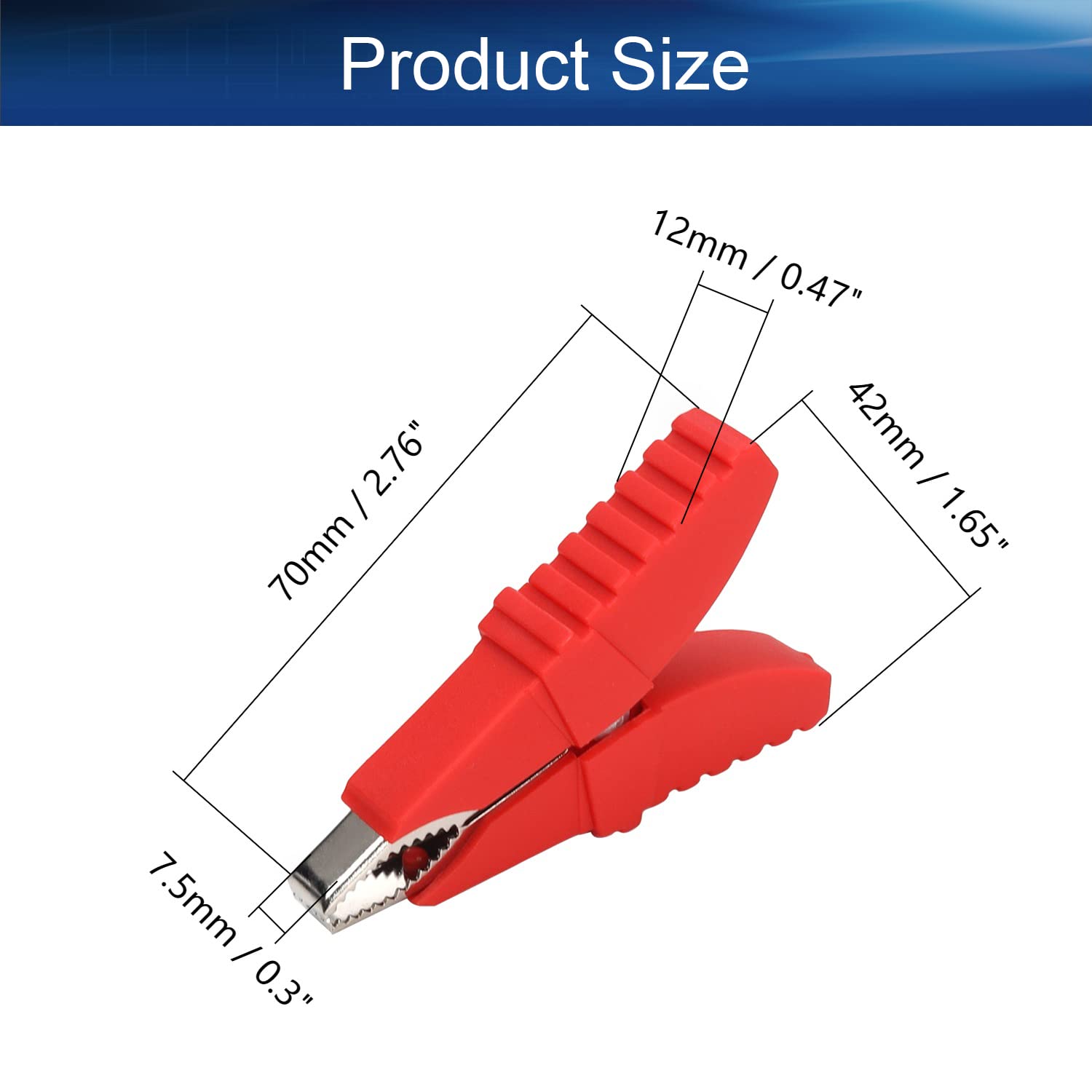 50A Heavy-Duty Insulated Alligator Clips Battery Cable Clamps - Red (1Pcs) for Car, Auto, Vehicle & Boat Charging - Electrical Test Clamps for Jump Starting, Battery Maintenance & Power Connections