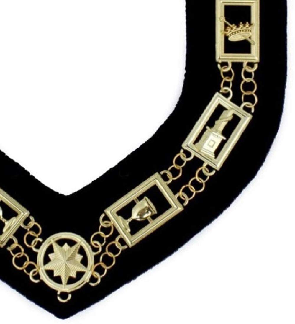 OES Regalia Chain Dog Collar - Premium Gold & Silver on Black Leather - Adjustable & Stylish Pet Accessory for Small to Large Dogs - Perfect for Walks, Training & Fashion