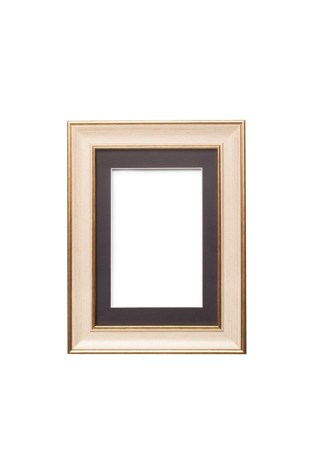 Shabby Chic Picture Frame - Cream & Black Matt, Shatterproof A2/A3 for Home Decor