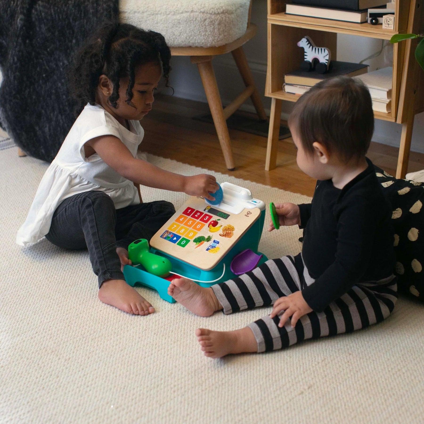 Baby Einstein HAPE Magic Touch Wooden Cash Register Toy - Pretend Play Shopping Set for Kids Ages 3+ | Perfect for Role Play, Math Learning & Imaginative Play at Home or Preschool