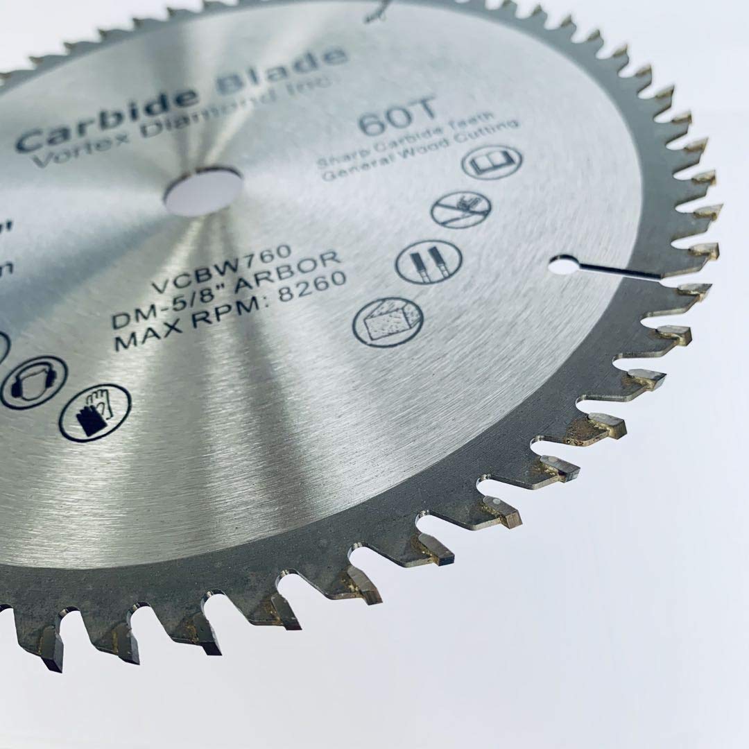 (5 Pack) VORTEX DIAMOND VWB 7-1/4 Inch 60 Teeth TCT Circular Saw Blades for Hardwood & Softwood - Premium General Purpose Cutting Tool - Perfect for DIY Projects, Woodworking, and Construction Use