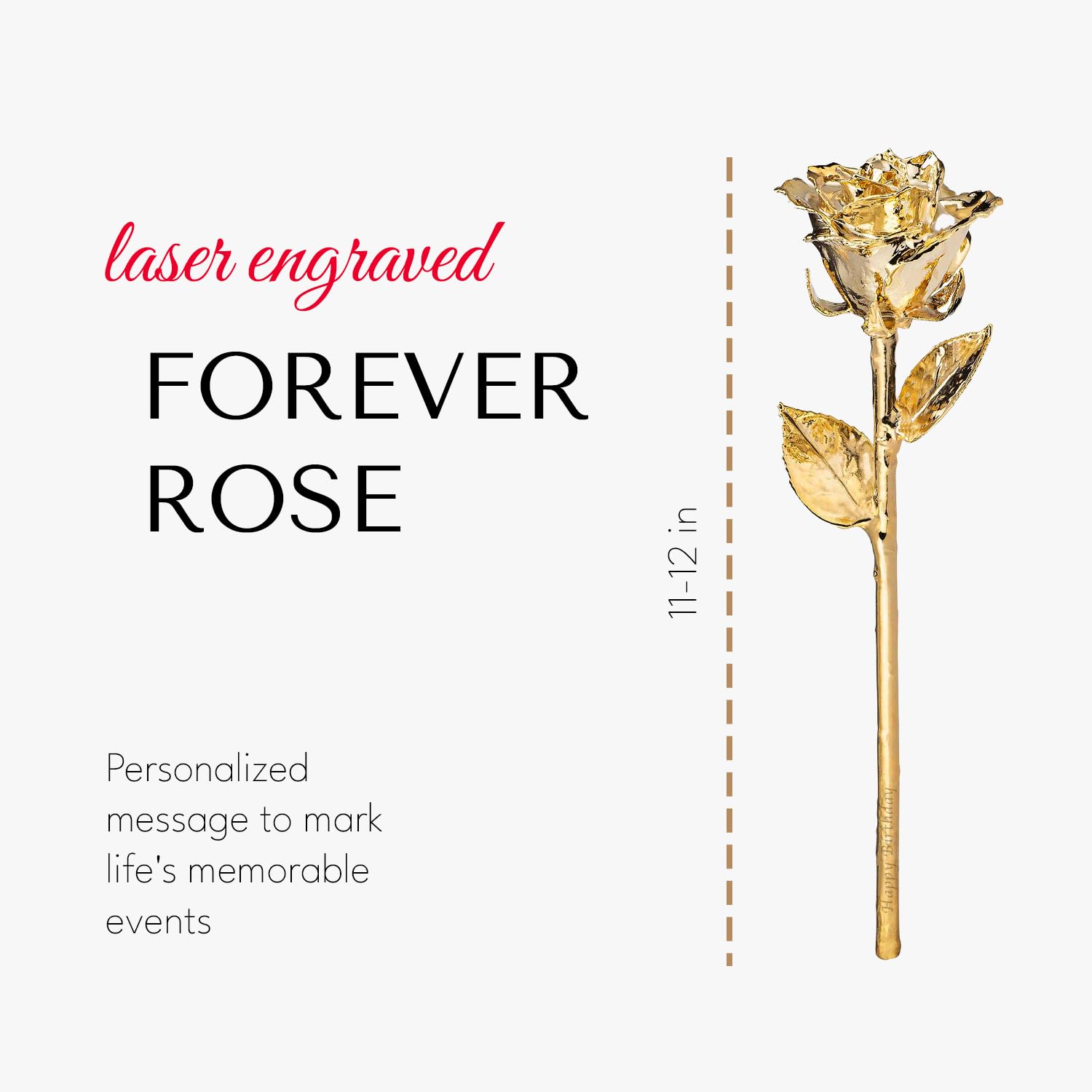 24K Gold Dipped Real Forever Rose - Luxury Laser Engraved Everlasting Rose Gift for Women & Men | Anniversary, Valentine's Day, Wedding Proposal Romantic Gift Idea
