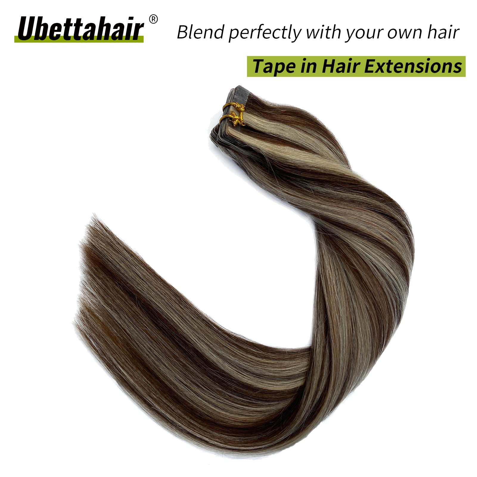 Premium 24 Inch Tape in Human Hair Extensions - Chocolate Brown to Blonde Highlights, 20 Pieces (70g) | Invisible, Real Hair for Women | Perfect for Volume, Length & Styling | Great for Parties, Weddings & Daily Wear