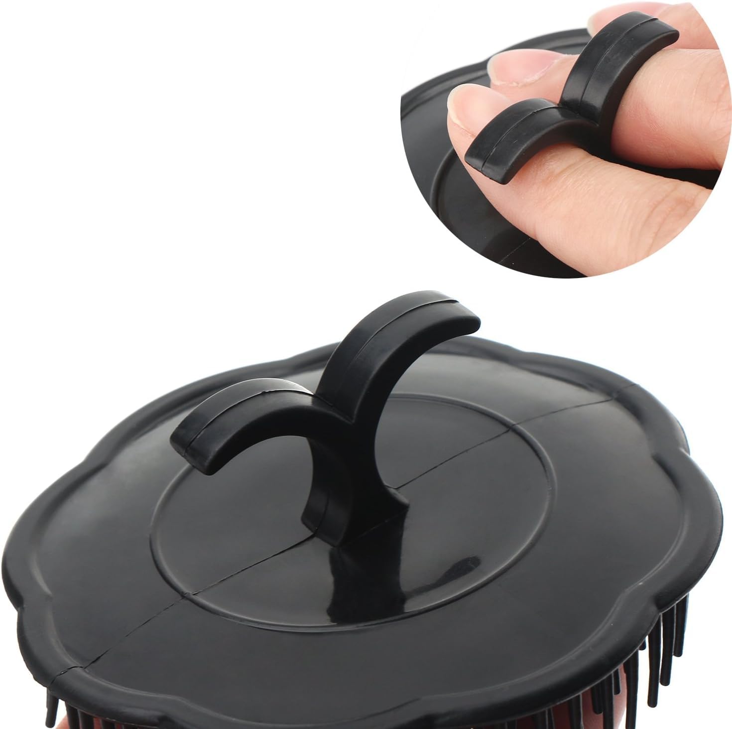 APOEM 4-Piece Scalp Massage Brush Set - Long & Short Teeth Shampoo Brush for Hair Growth, Beard Grooming & Pet Care (Black) - Wet/Dry Use for Relaxation & Scalp Stimulation in Shower or Home Spa