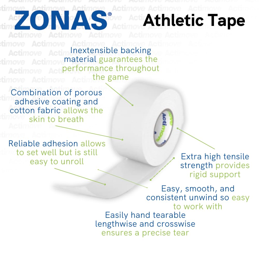 Zonas Athletic Tape - 1.5 Inch Porous Sports Tape for Wrist, Ankle & Joint Support - 32 Rolls per Box - Ideal for Athletes, Gym & Injury Recovery