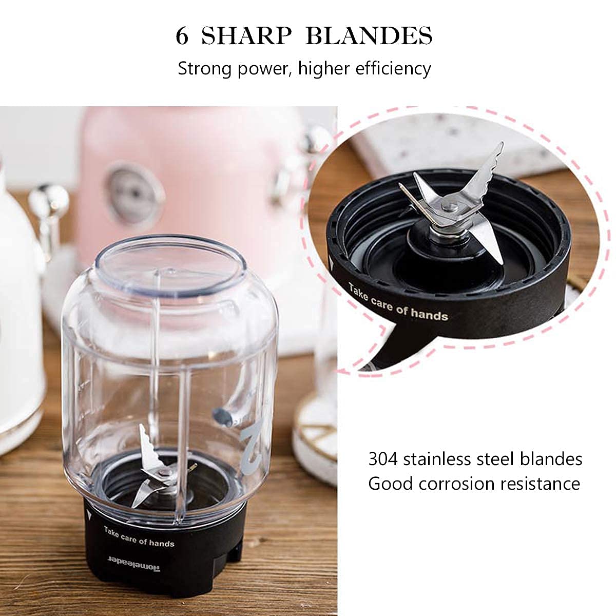 Homeleader 600W Personal Blender for Smoothies & Protein Shakes - 21oz Portable Blender with 6 Stainless Steel Blades, Travel Cup & Leakproof Lid - Perfect for Gym, Office & Outdoor Adventures (Pink)