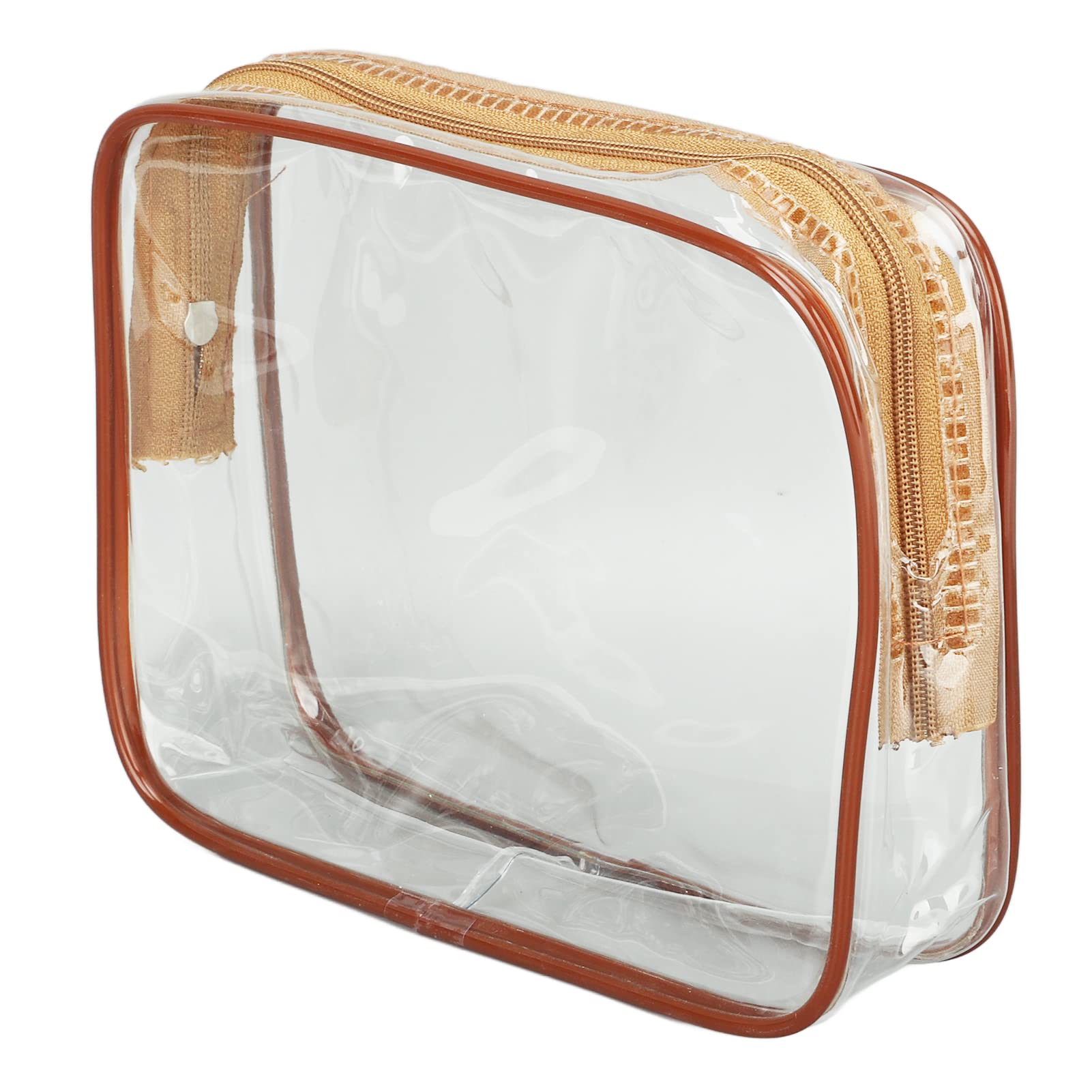 3-Piece Clear Travel Makeup Bags Set - Waterproof Large Capacity Cosmetic Organizer with Zipper Closure & Carrying Handle - Perfect for Swimming, Gym, Beach & Airplane TSA Compliance (Coffee)