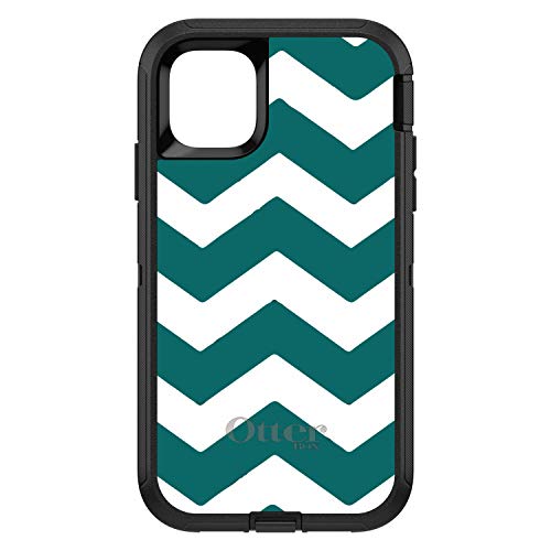 Teal White Chevron Stripes On Black Case