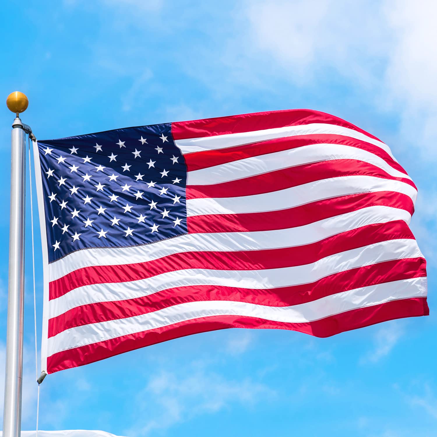 2X3 USA Flag - Heavy Duty Sewn Nylon American Flag with Embroidered Stars, Weatherproof Outdoor US Flag for Porch, Garden & Patriotic Decorations