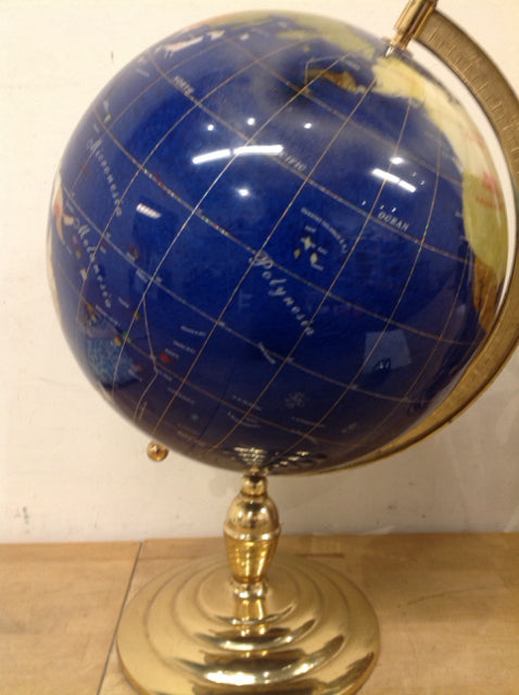 21 Blue Lapis Gemstone World Globe - Elegant Decorative Globe for Home & Office - Perfect Gift for Travel Lovers & Collectors | Use for Home Decor, Office Display, and Educational Purposes