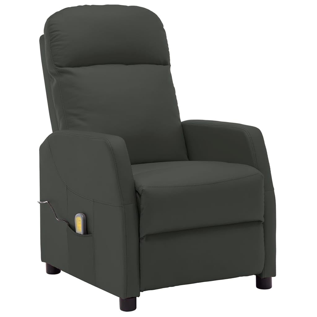 vidaXL Massage Recliner Chair for Elderly - Adjustable Push Cozy Massaging Chair with Faux Leather for Home Theater & Cinema (Anthracite) - Perfect for Relaxation, Pain Relief & Home Entertainment