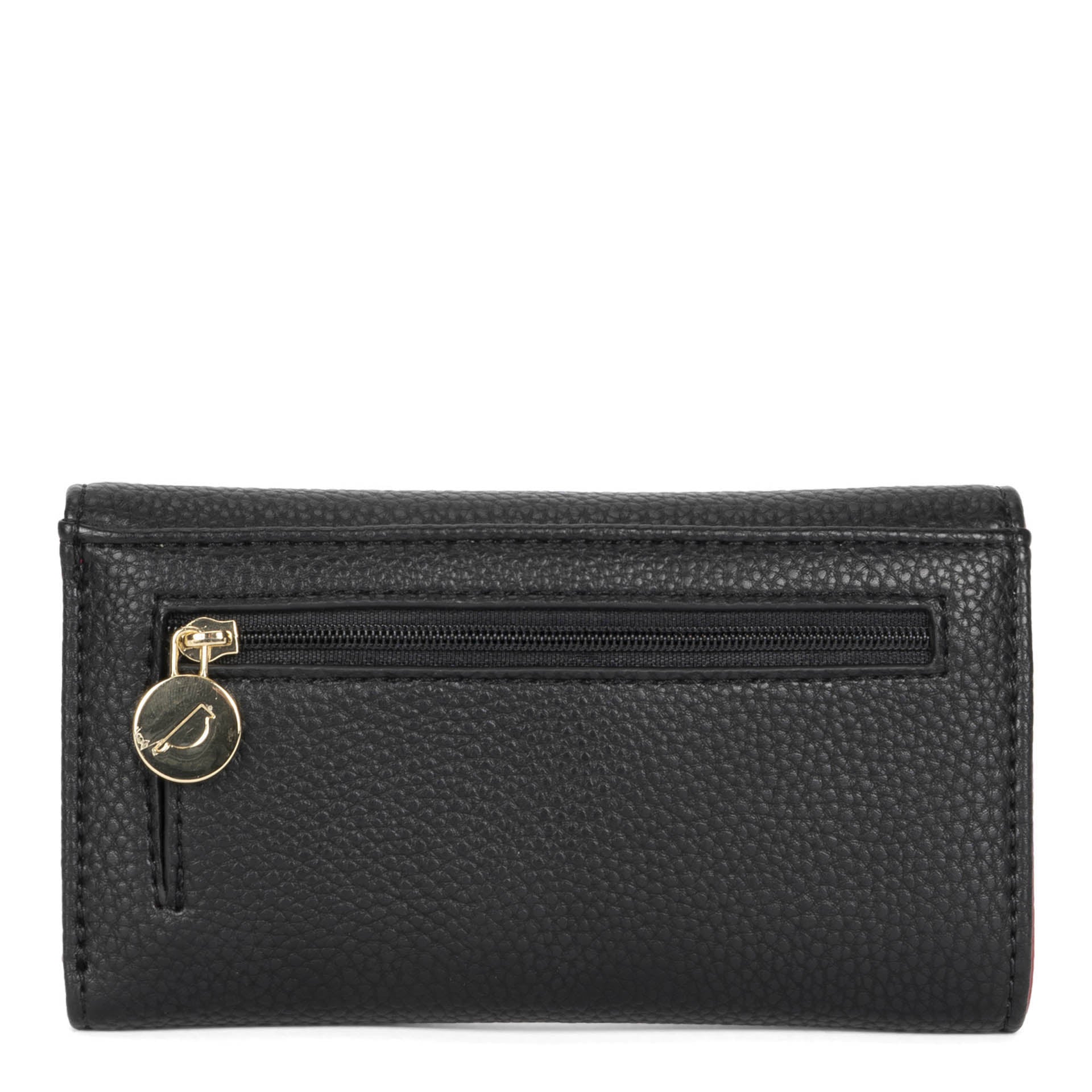 Riona Lucy Pebbled 2.0 RFID Small Flap Crossbody Bag - Black & Red Women's Wallet Purse for Travel, Work & Everyday Use