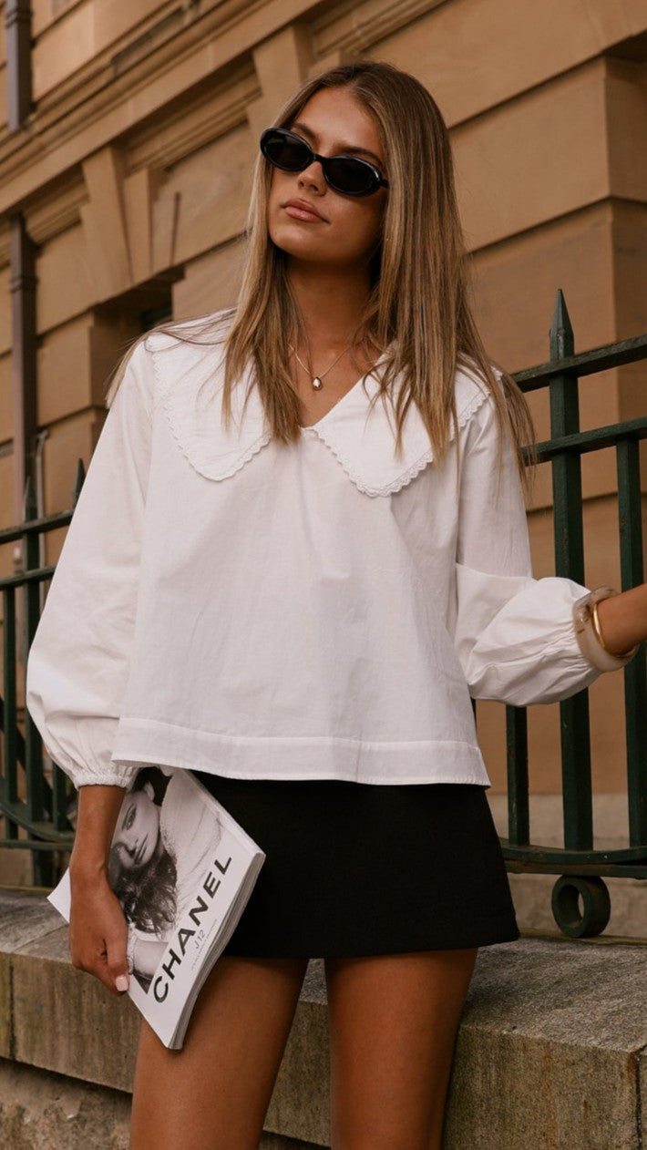 Blaire Collared Top for Women - Classic White Blouse for Office, Casual & Everyday Wear | Trendy Button-Up Shirt