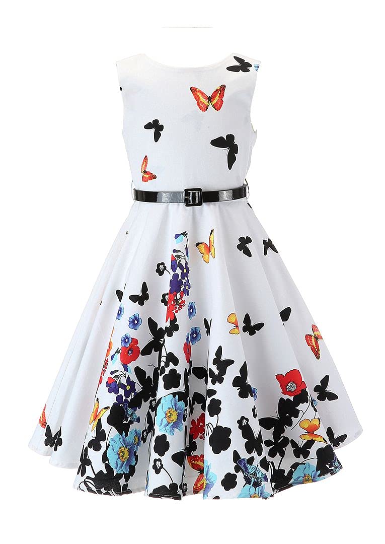 Happy Rose Vintage Floral Party Dress for Girls - Elegant Tea Party & Special Occasion Outfit
