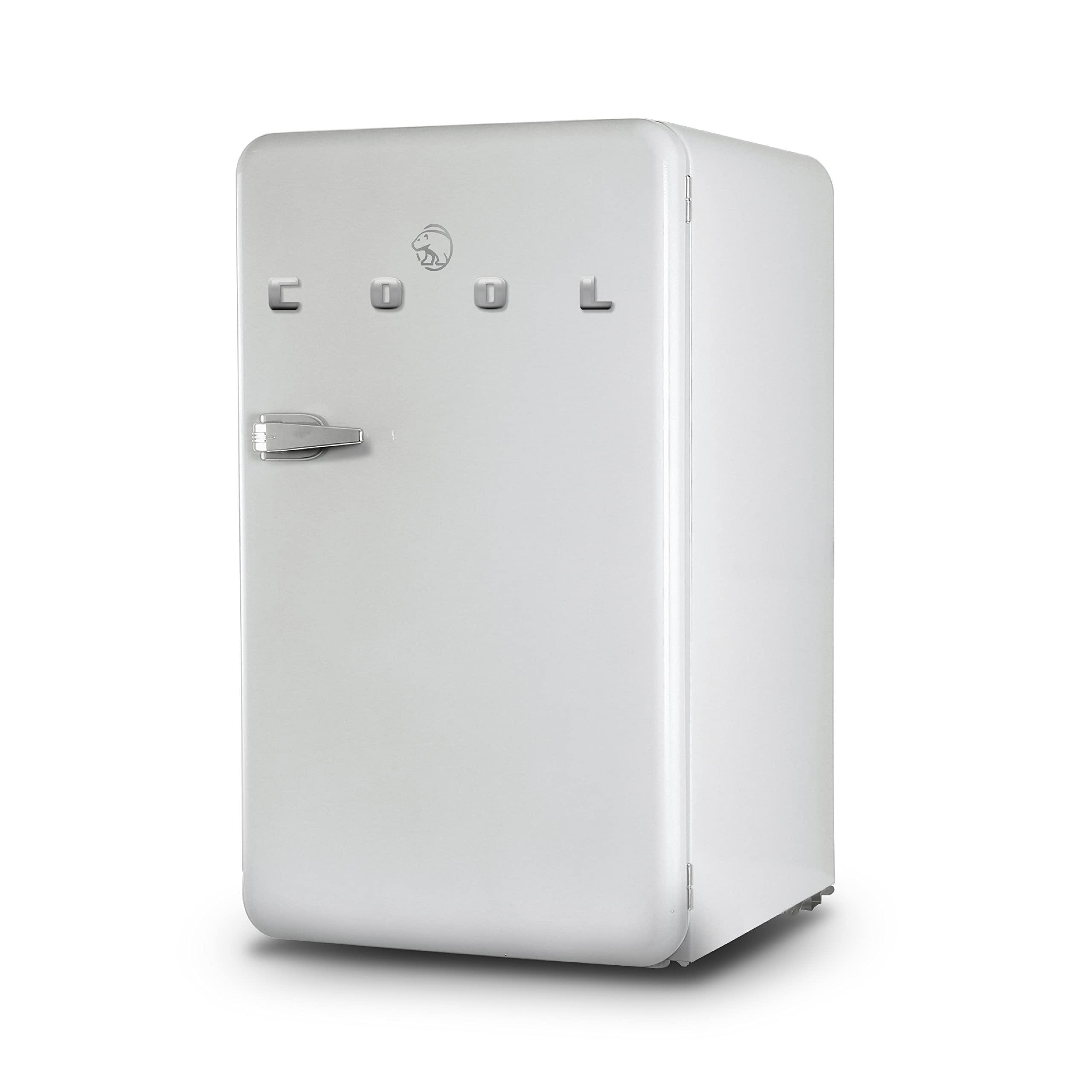 Vintage Style 3.2 Cu. Ft Retro Freezer Refrigerator - White Commercial Cool Freezer with Slide-Out Glass Shelves & Tall Bottle Storage - Perfect for Home, Office, Bar, or Restaurant Use