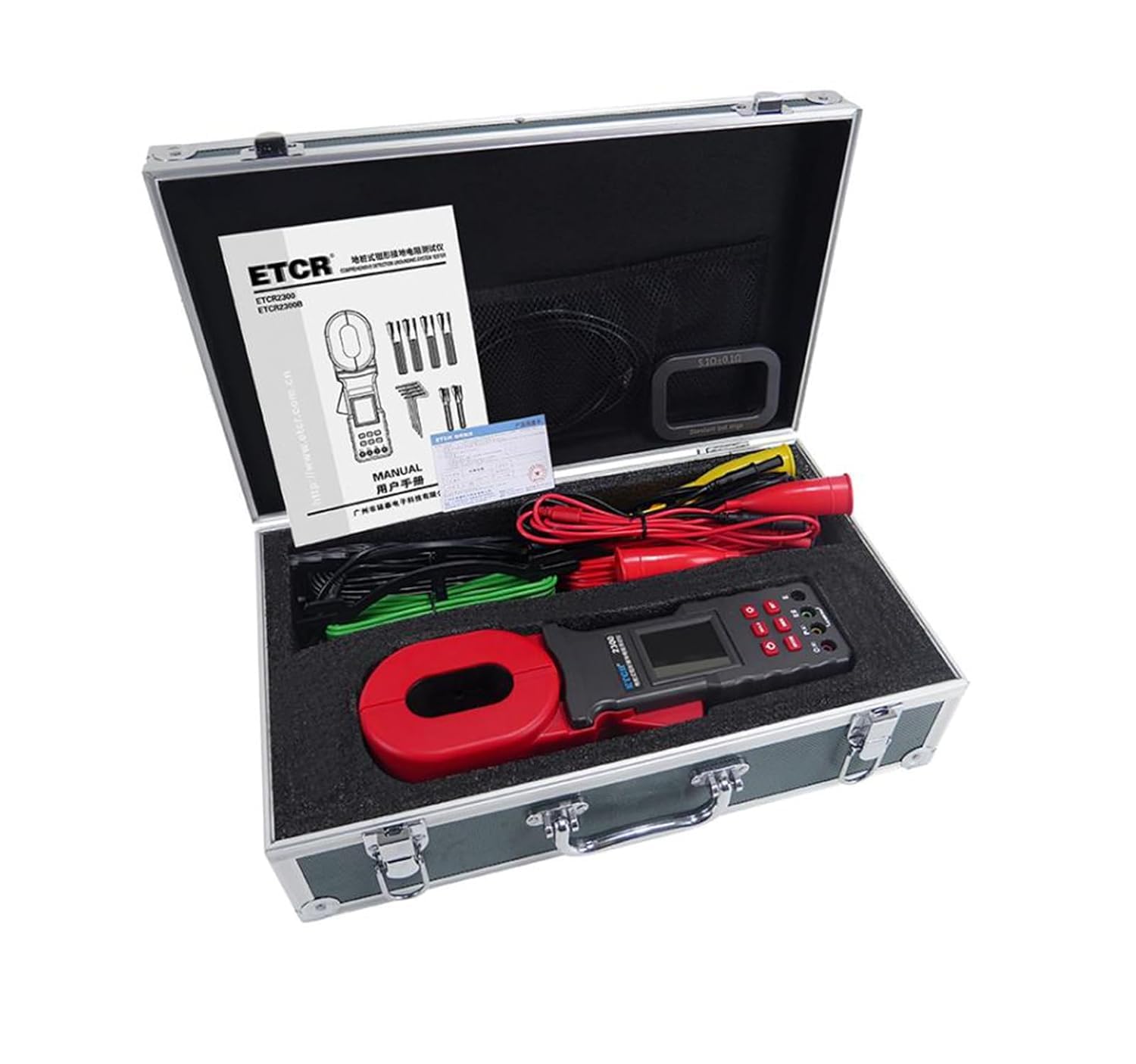 ETCR2300 Digital Ground Resistance Tester - 0.00Ω-20kΩ Soil Resistivity Meter with Clamp, Earth Resistance & Loop Resistance Measurement (0.00Ωm-9999kΩm, 0.000mA-20A, 0.0V-600.0V) - Ideal for Electrical Safety Testing, Grounding System Maintenance and Industrial Applications