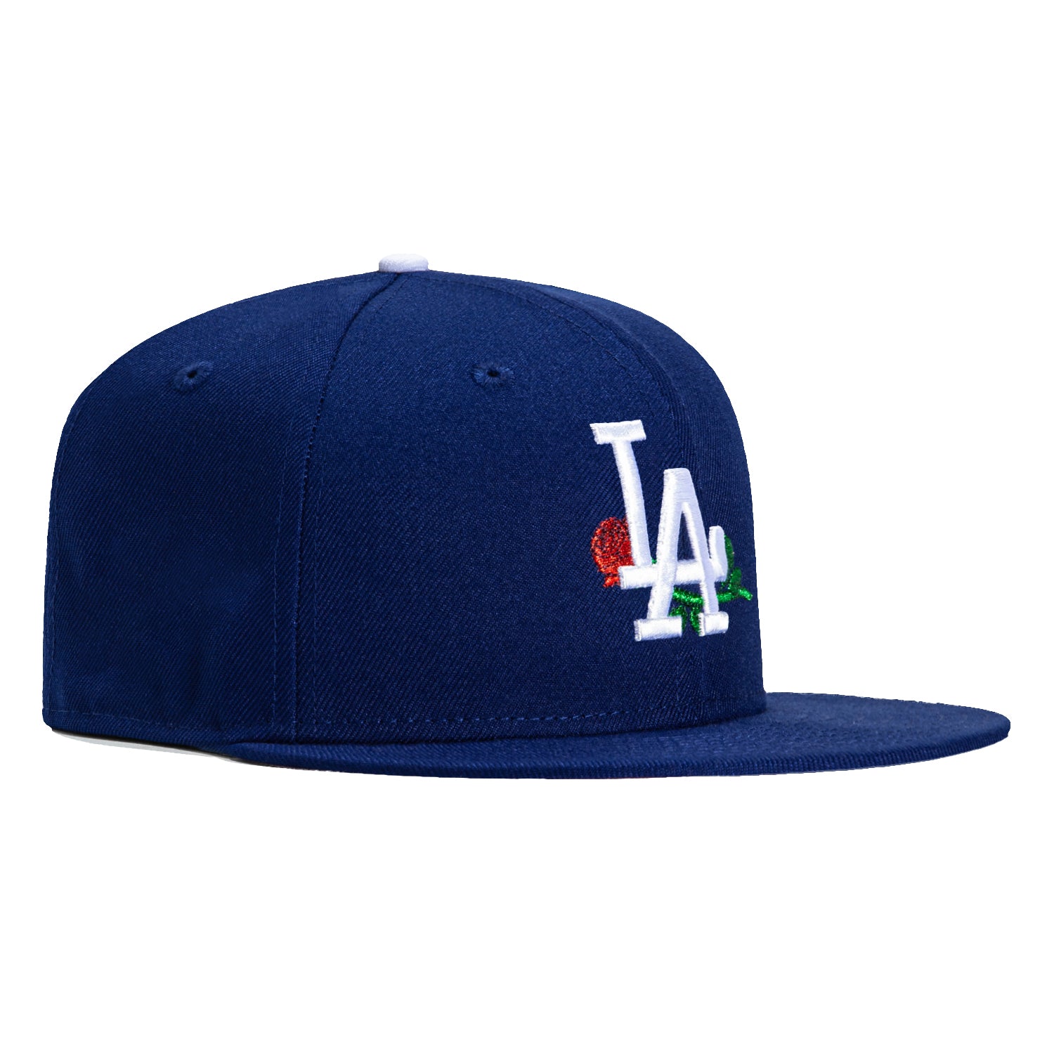 New Era 59Fifty Los Angeles Dodgers Rose Embroidered Baseball Cap - Royal Blue Adjustable Snapback Hat for Men & Women | Perfect for Baseball Games, Streetwear Fashion & Sports Fans