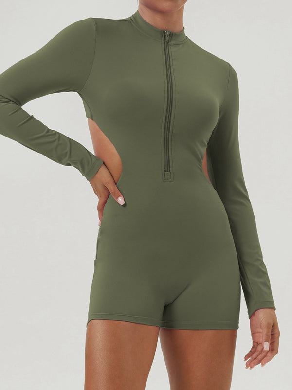 ZASUWA Women's Sexy Cutout Romper Jumpsuit with Zipper Detail - Perfect for Night Out, Party, and Summer Fashion