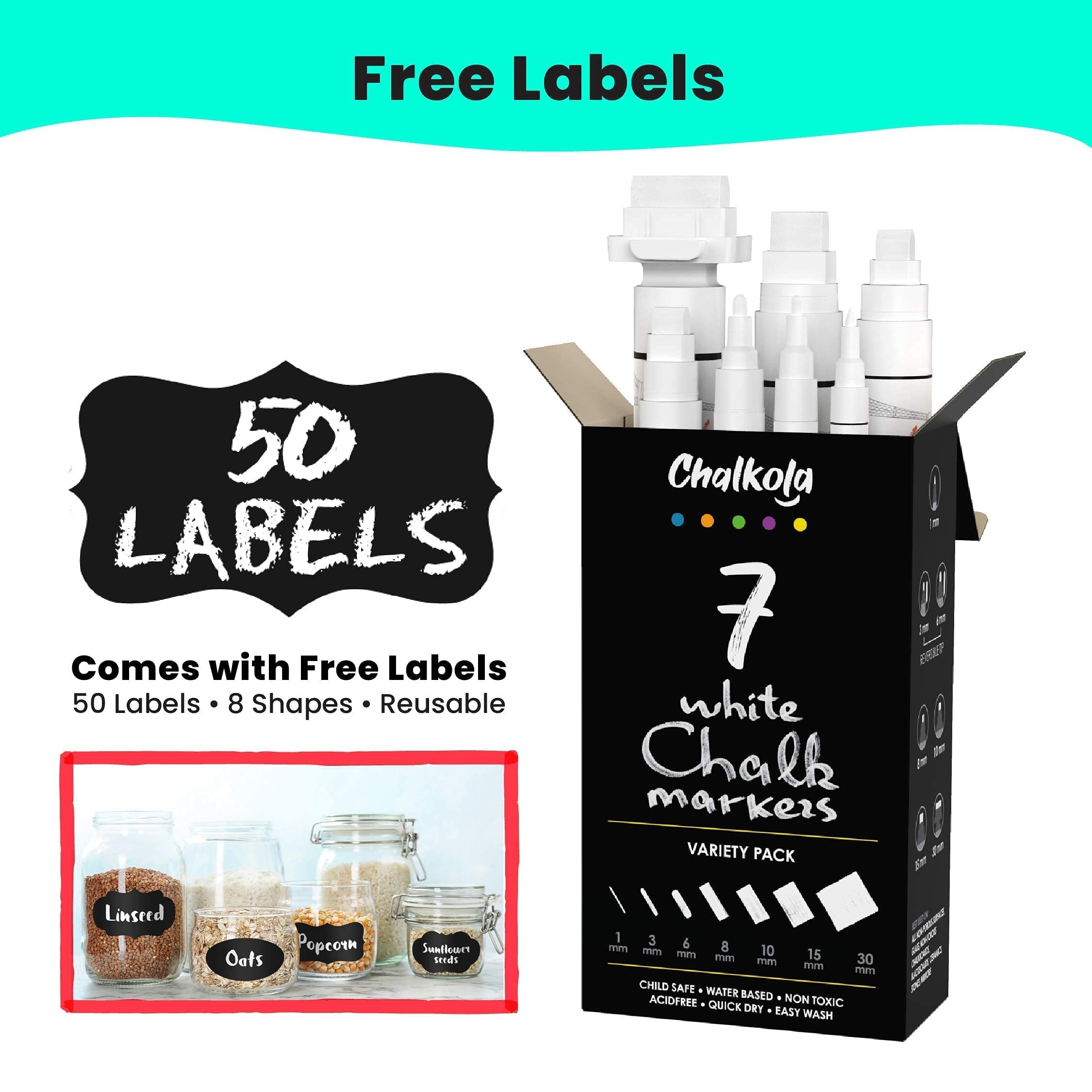 Vibrant Neon & White Chalk Markers - 10 Pack 6mm Neon + 7 White Variety Chalk Pens for Art, Signage & DIY Projects - Perfect for Restaurants, Cafes & Classroom Decor