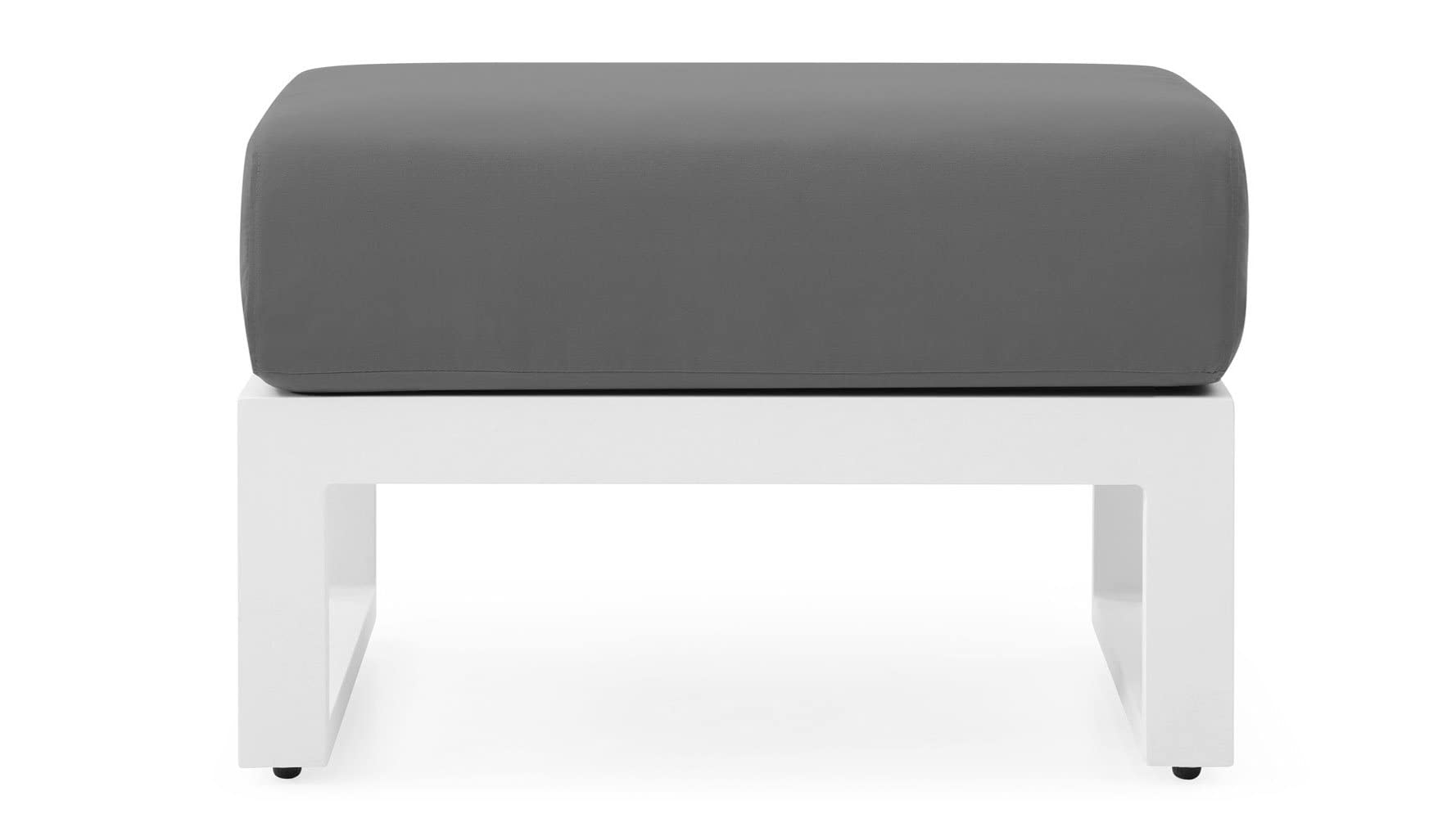 ZURI Modern Elba Outdoor Ottoman with Quick-Dry Cushions & Powder-Coated Aluminum Frame - Weatherproof Patio Furniture for Poolside, Garden & Deck - White/Gray