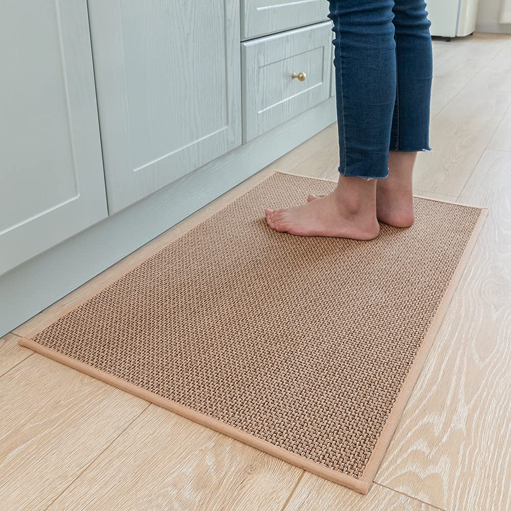 Non-Slip Washable Kitchen Rugs and Mats - Absorbent Runner Rug for Sink Area, Floor Protection - Beige 20