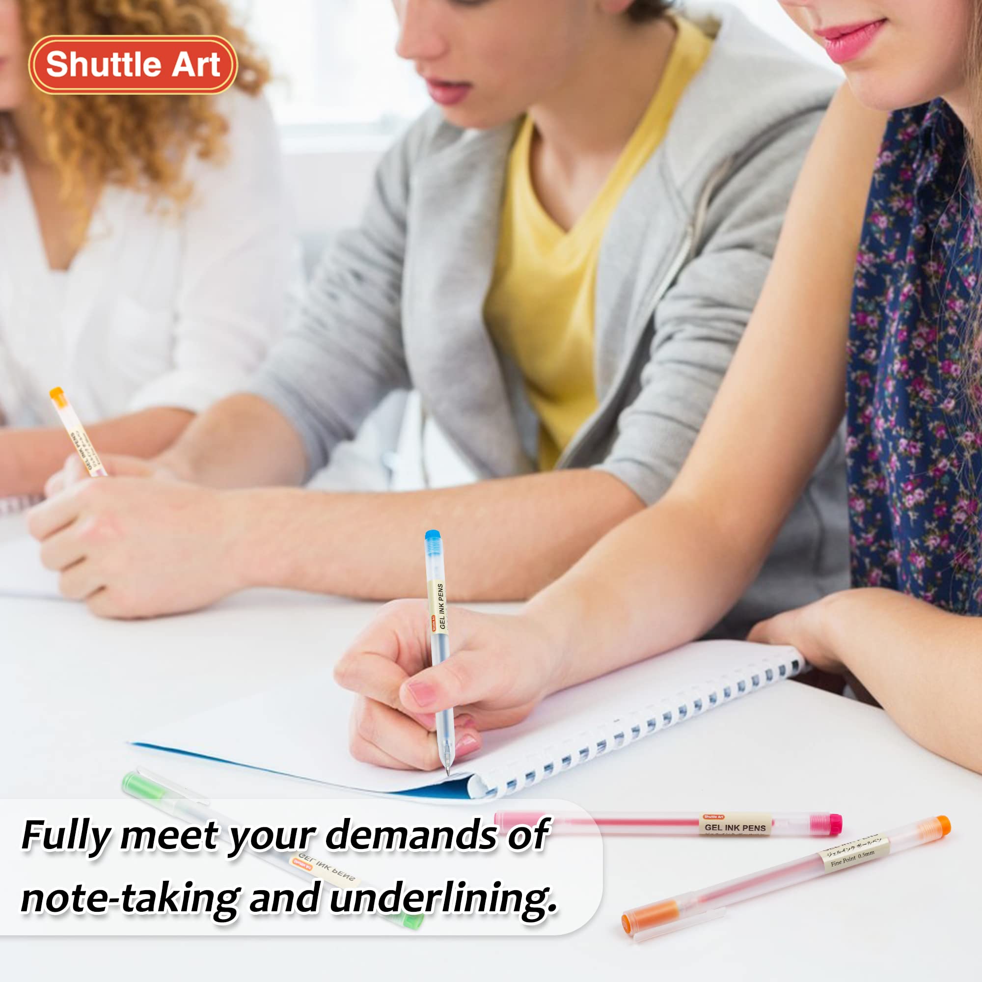 Shuttle Art 15-Color Gel Ink Ballpoint Pens Set - 0.5mm Fine Point Japanese Style Quick-Drying Pens for Smooth Writing - Perfect for Journaling, Note Taking, School & Office Use (Home, Work, Study Essential)