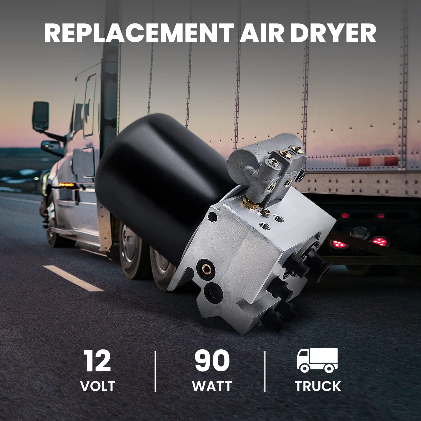 12V Air Dryer 801266 for Kenworth, Volvo, Freightliner Columbia Trucks & Tractors - Compatible with Buses, RVs (Fits Part Numbers 5015534, 5010696X) - Heavy Duty Vehicle Air Brake System Maintenance